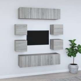 Set de muebles para TV 8 pzas madera contrachapada gris Sonoma
