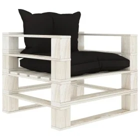 Sofá de palets para jardín madera con cojines negros de vidaXL, Sofás de exterior - Ref: Foro24-3052348, Precio: 109,11 €, De...