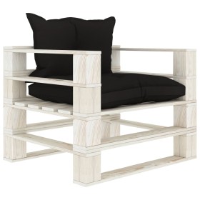 Wooden garden pallet sofa with black cushions by vidaXL, Outdoor sofas - Ref: Foro24-3052348, Price: 110,45 €, Discount: %