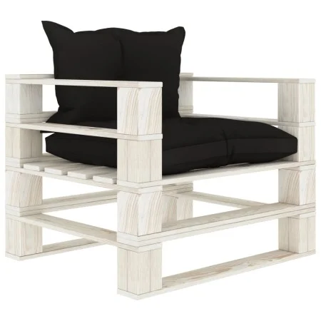 Wooden garden pallet sofa with black cushions by vidaXL, Outdoor sofas - Ref: Foro24-3052348, Price: 109,11 €, Discount: %
