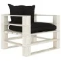 Wooden garden pallet sofa with black cushions by vidaXL, Outdoor sofas - Ref: Foro24-3052348, Price: 109,11 €, Discount: %