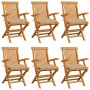 Garden chairs 6 units solid teak wood with beige cushions by vidaXL, Garden chairs - Ref: Foro24-3062559, Price: 433,98 €, Di...