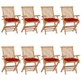 Garden chairs 8 units solid teak wood with red cushions by vidaXL, Garden chairs - Ref: Foro24-3072910, Price: 651,52 €, Disc...