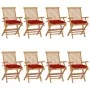 Garden chairs 8 units solid teak wood with red cushions by vidaXL, Garden chairs - Ref: Foro24-3072910, Price: 625,98 €, Disc...