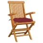 3 Stück Gartenstühle aus Teakholz mit rot-roten Kissen von vidaXL, Gartenstühle - Ref: Foro24-3062538, Preis: 231,27 €, Rabat...