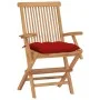 Garden chairs 4 units solid teak wood with red cushions by vidaXL, Garden chairs - Ref: Foro24-3065638, Price: 357,01 €, Disc...