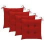 Garden chairs 4 units solid teak wood with red cushions by vidaXL, Garden chairs - Ref: Foro24-3065638, Price: 357,01 €, Disc...