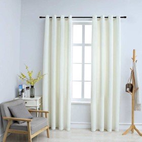 Cortinas opacas con anillas 2 uds terciopelo crema 140x175 cm Cortinas opacas con anillas 2 uds terciopelo crema 140x175 cm