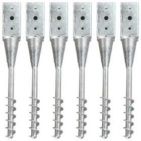 Erdspieße 6 Stück Stahl verzinkt silber 10x10x57 cm von vidaXL, Spikes zur Verankerung im Boden - Ref: Foro24-145442, Preis: ...