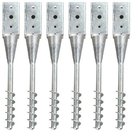 Erdspieße 6 Stück Stahl verzinkt silber 10x10x57 cm von vidaXL, Spikes zur Verankerung im Boden - Ref: Foro24-145442, Preis: ...