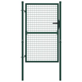 Puerta de valla de acero verde 100x125 cm