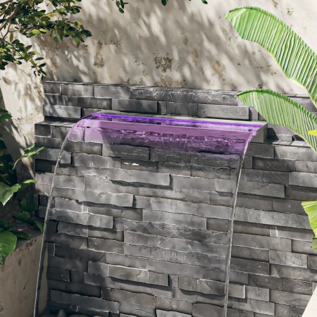 Wasserfallbrunnen mit RGB LED Edelstahl 90 cm von vidaXL, Brunnen und Wasserfälle - Ref: Foro24-151411, Preis: 165,12 €, Raba...