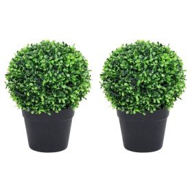 Plantas de boj artificial 2 uds forma bola maceta verde 27 cm