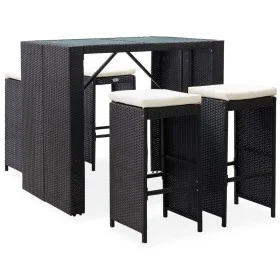 Garden bar table and chairs 5 pieces synthetic rattan black glass by vidaXL, Garden sets - Ref: Foro24-49568, Price: 305,46 €...