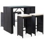 Garden bar table and chairs 5 pieces synthetic rattan black glass by vidaXL, Garden sets - Ref: Foro24-49568, Price: 309,87 €...