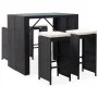 Garden bar table and chairs 5 pieces synthetic rattan black glass by vidaXL, Garden sets - Ref: Foro24-49568, Price: 308,40 €...