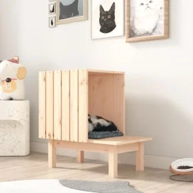 Katzenhaus aus massivem Kiefernholz 60x36x60 cm von vidaXL, Katzenmöbel - Ref: Foro24-822452, Preis: 49,99 €, Rabatt: %