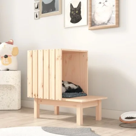Solid pine wood cat house 60x36x60 cm by vidaXL, Cat furniture - Ref: Foro24-822452, Price: 50,52 €, Discount: %