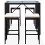 Garden bar table and chairs 5 pieces synthetic rattan black glass by vidaXL, Garden sets - Ref: Foro24-49568, Price: 309,87 €...