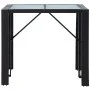 Garden bar table and chairs 5 pieces synthetic rattan black glass by vidaXL, Garden sets - Ref: Foro24-49568, Price: 308,40 €...