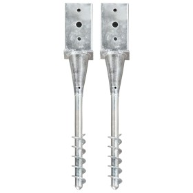 Erdspieße 2 Stück Stahl verzinkt silber 8x8x57 cm von vidaXL, Spikes zur Verankerung im Boden - Ref: Foro24-145437, Preis: 42...