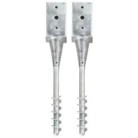 Ground spikes 2 units galvanized steel silver 8x8x57 cm by vidaXL, Spikes for anchoring in the ground - Ref: Foro24-145437, P...