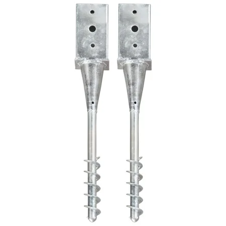 Erdspieße 2 Stück Stahl verzinkt silber 8x8x57 cm von vidaXL, Spikes zur Verankerung im Boden - Ref: Foro24-145437, Preis: 38...