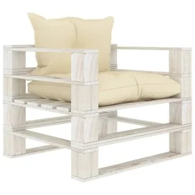 Garden sofa made of wooden pallets with cream cushions by vidaXL, Outdoor sofas - Ref: Foro24-3052444, Price: 106,19 €, Disco...