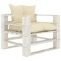 Garden sofa made of wooden pallets with cream cushions by vidaXL, Outdoor sofas - Ref: Foro24-3052444, Price: 106,19 €, Disco...