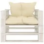 Garden sofa made of wooden pallets with cream cushions by vidaXL, Outdoor sofas - Ref: Foro24-3052444, Price: 106,19 €, Disco...