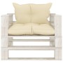 Gartensofa aus Holzpaletten mit cremefarbenen Kissen von vidaXL, Outdoor-Sofas - Ref: Foro24-3052444, Preis: 107,34 €, Rabatt: %