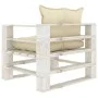 Garden sofa made of wooden pallets with cream cushions by vidaXL, Outdoor sofas - Ref: Foro24-3052444, Price: 106,19 €, Disco...