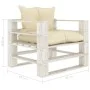 Garden sofa made of wooden pallets with cream cushions by vidaXL, Outdoor sofas - Ref: Foro24-3052444, Price: 106,19 €, Disco...