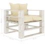 Gartensofa aus Holzpaletten mit cremefarbenen Kissen von vidaXL, Outdoor-Sofas - Ref: Foro24-3052444, Preis: 107,34 €, Rabatt: %