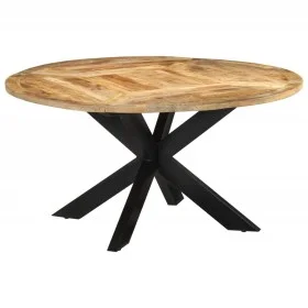 Solid untreated mango wood dining table Ø150x76 cm by vidaXL, Kitchen and dining tables - Ref: Foro24-351710, Price: 476,22 €...