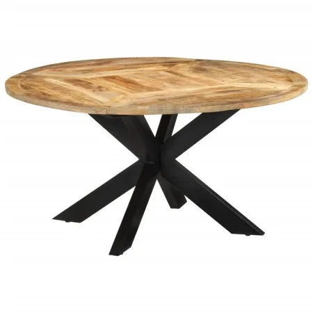 Solid untreated mango wood dining table Ø150x76 cm by vidaXL, Kitchen and dining tables - Ref: Foro24-351710, Price: 476,22 €...