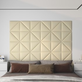 Paneles de pared 12 uds cuero sintético crema 30x30 cm 0,54 m²