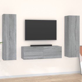 Set de muebles para TV 3 pzas madera contrachapada gris Sonoma Set de muebles para TV 3 pzas madera contrachapada gris Sonoma
