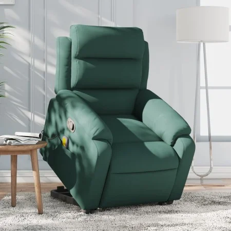Sillón reclinable de masaje elevable terciopelo verde oscuro de vidaXL, Sillones - Ref: Foro24-3205105, Precio: 331,58 €, Des...