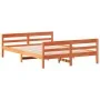 Estructura cama con cabecero madera pino marrón cera 140x200 cm de vidaXL, Camas y somieres - Ref: Foro24-842789, Precio: 131...