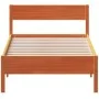Bed frame with wax brown pine wood headboard 100x200 cm by vidaXL, Beds and slatted bases - Ref: Foro24-842761, Price: 93,29 ...
