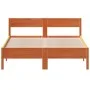Bed frame with wax brown pine wood headboard 150x200 cm by vidaXL, Beds and slatted bases - Ref: Foro24-842749, Price: 125,49...