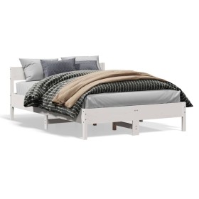 Bed frame with white pine wood headboard 120x190 cm by vidaXL, Beds and slatted bases - Ref: Foro24-842775, Price: 128,74 €, ...