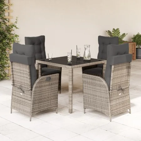 Set comedor de jardín 5 piezas con cojines ratán sintético gris by vidaXL, Garden sets - Ref: Foro24-3213077, Price: 631,56 €...