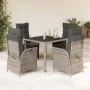 Set comedor de jardín 5 piezas con cojines ratán sintético gris by vidaXL, Garden sets - Ref: Foro24-3213077, Price: 631,56 €...