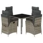 Set comedor de jardín 5 piezas con cojines ratán sintético gris by vidaXL, Garden sets - Ref: Foro24-3213077, Price: 631,56 €...