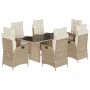 7-teiliges Garten-Esszimmer-Set mit Kissen synthetisches Rattan beige von vidaXL, Gartensets - Ref: Foro24-3213124, Preis: 84...
