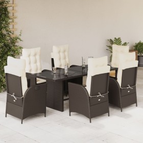 7-piece garden dining set with brown synthetic rattan cushions by vidaXL, Garden sets - Ref: Foro24-3213118, Price: 863,56 €,...