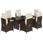 Set comedor de jardín 7 pzas con cojines ratán sintético marrón de vidaXL, Conjuntos de jardín - Ref: Foro24-3213118, Precio:...