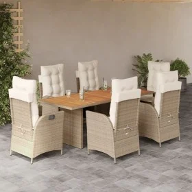 7-piece garden dining set with beige synthetic rattan cushions. by vidaXL, Garden sets - Ref: Foro24-3213145, Price: 1,00 €, ...